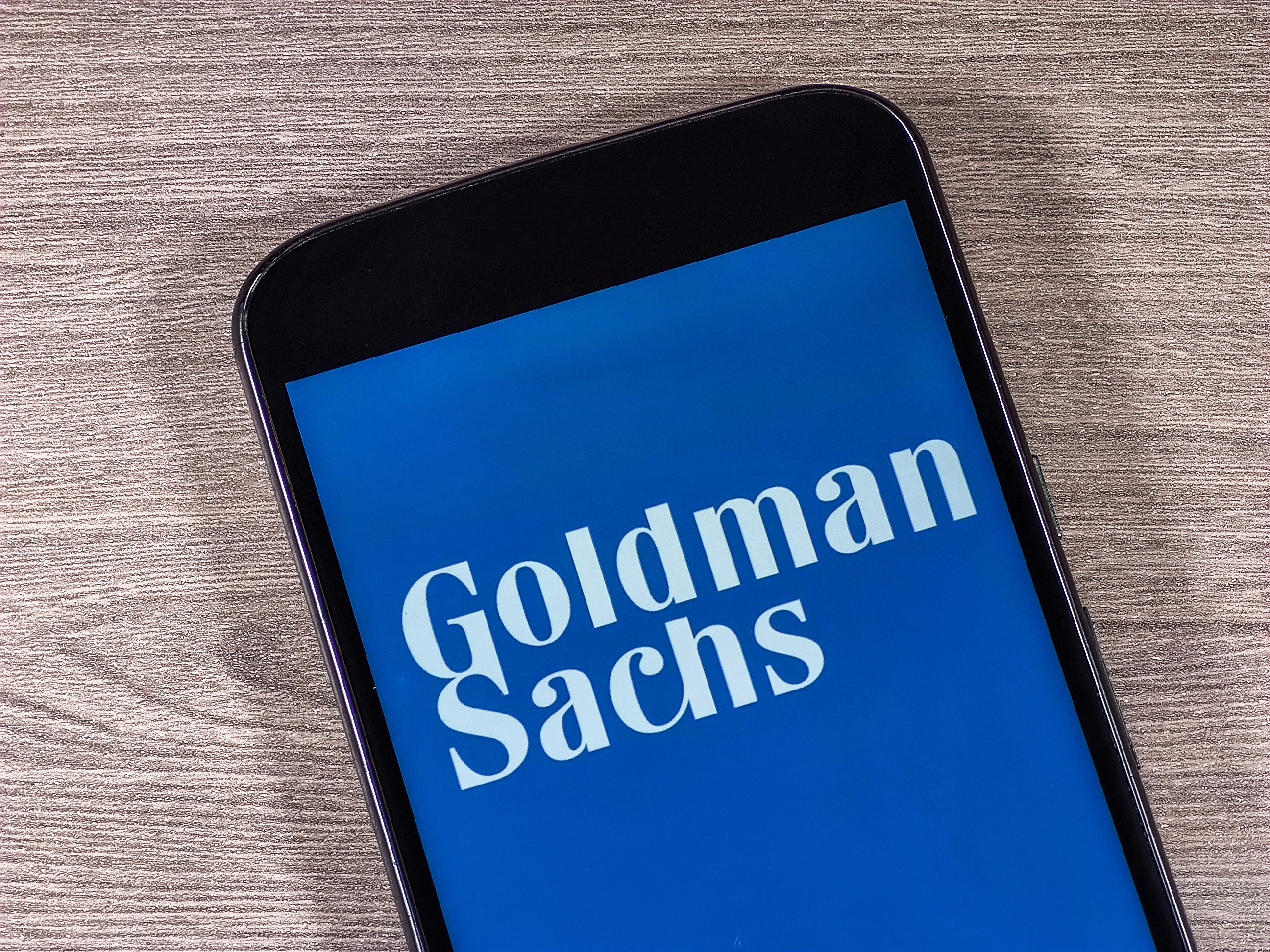 Logo of the Goldman Sachs Group in screen the smartphone