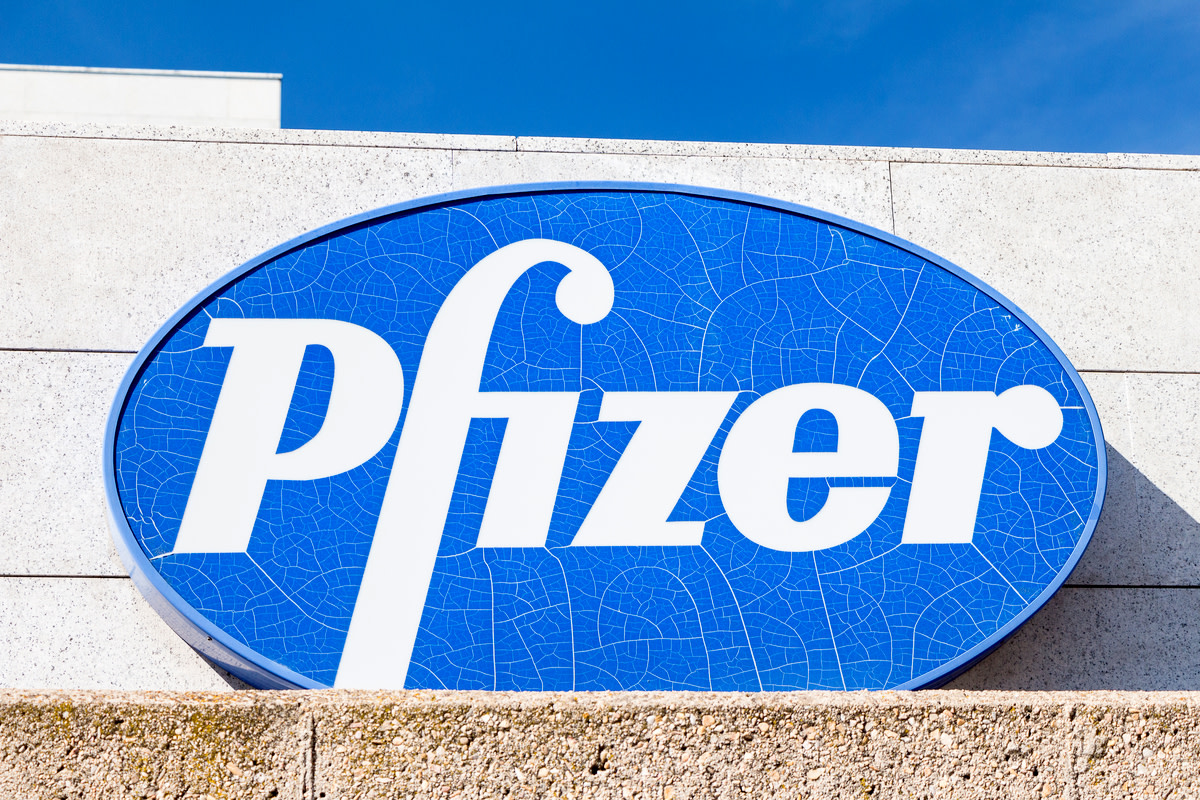 Pfizer logo on Pfizer building