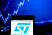 STMicroelectronics logo seen displayed on a smart phone