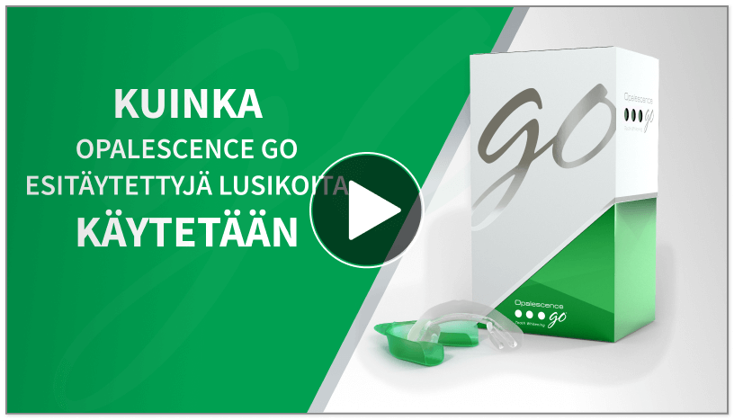 Miten Opalescence Go -valkaisuhoitoa käytetään, video