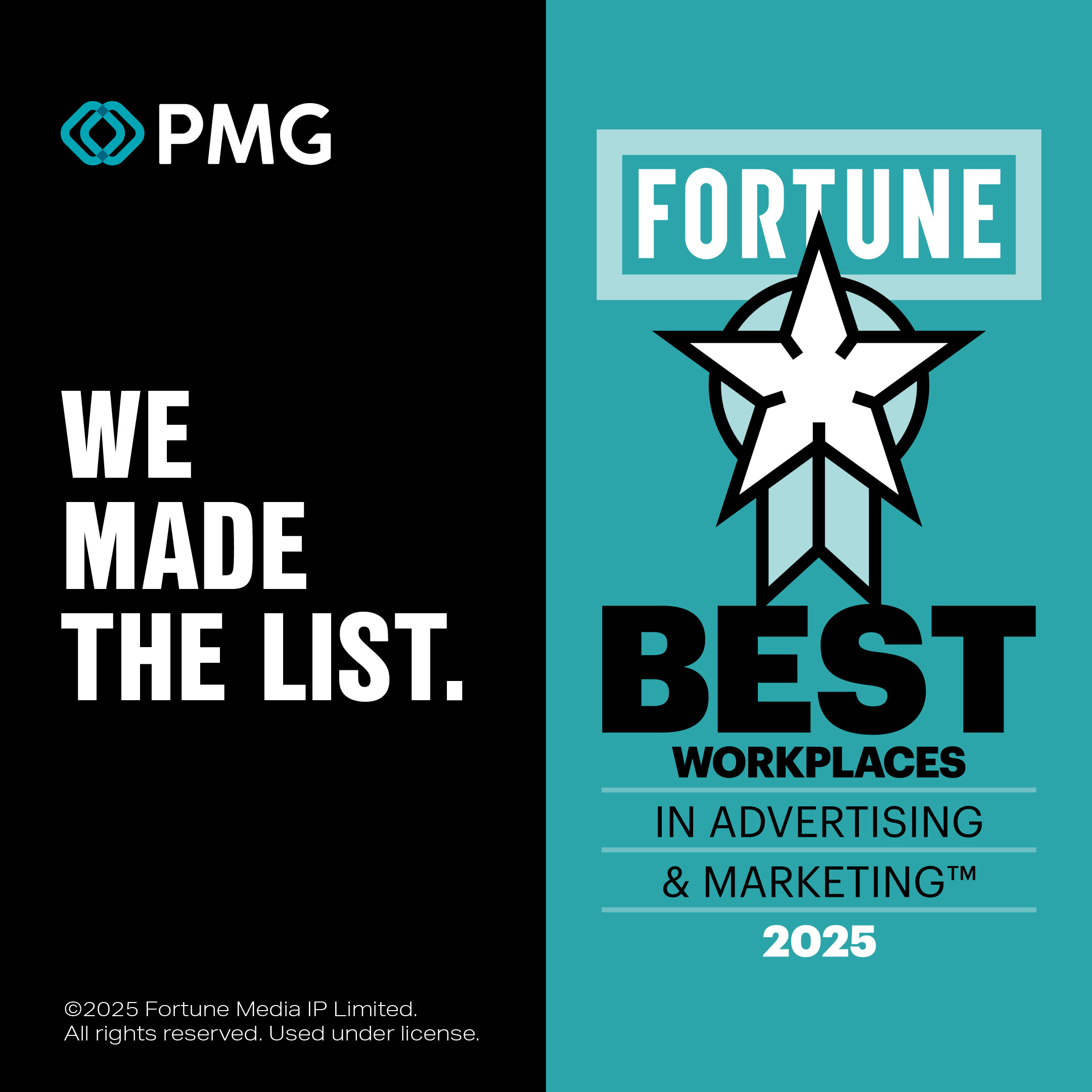 PMG Makes Fortune Best Workplaces in Advertising & Marketing List, Ranking No. 4