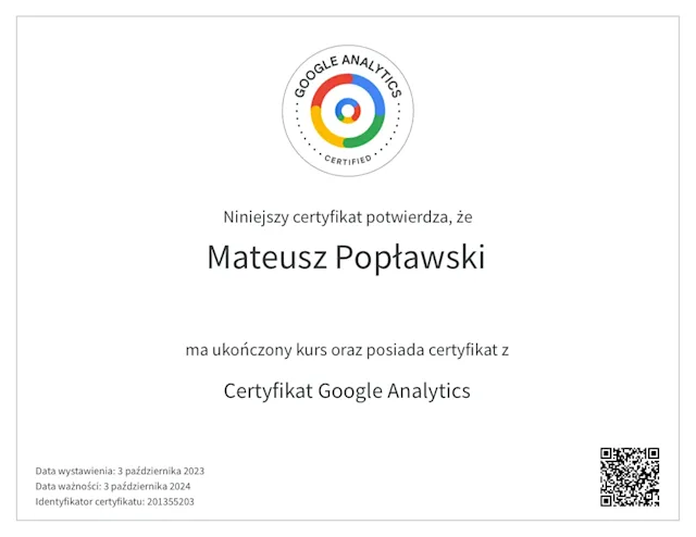Google Analytics 4 certificate 