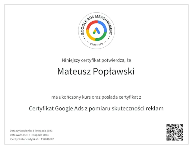 Google - Pomiar skuteczności reklam
