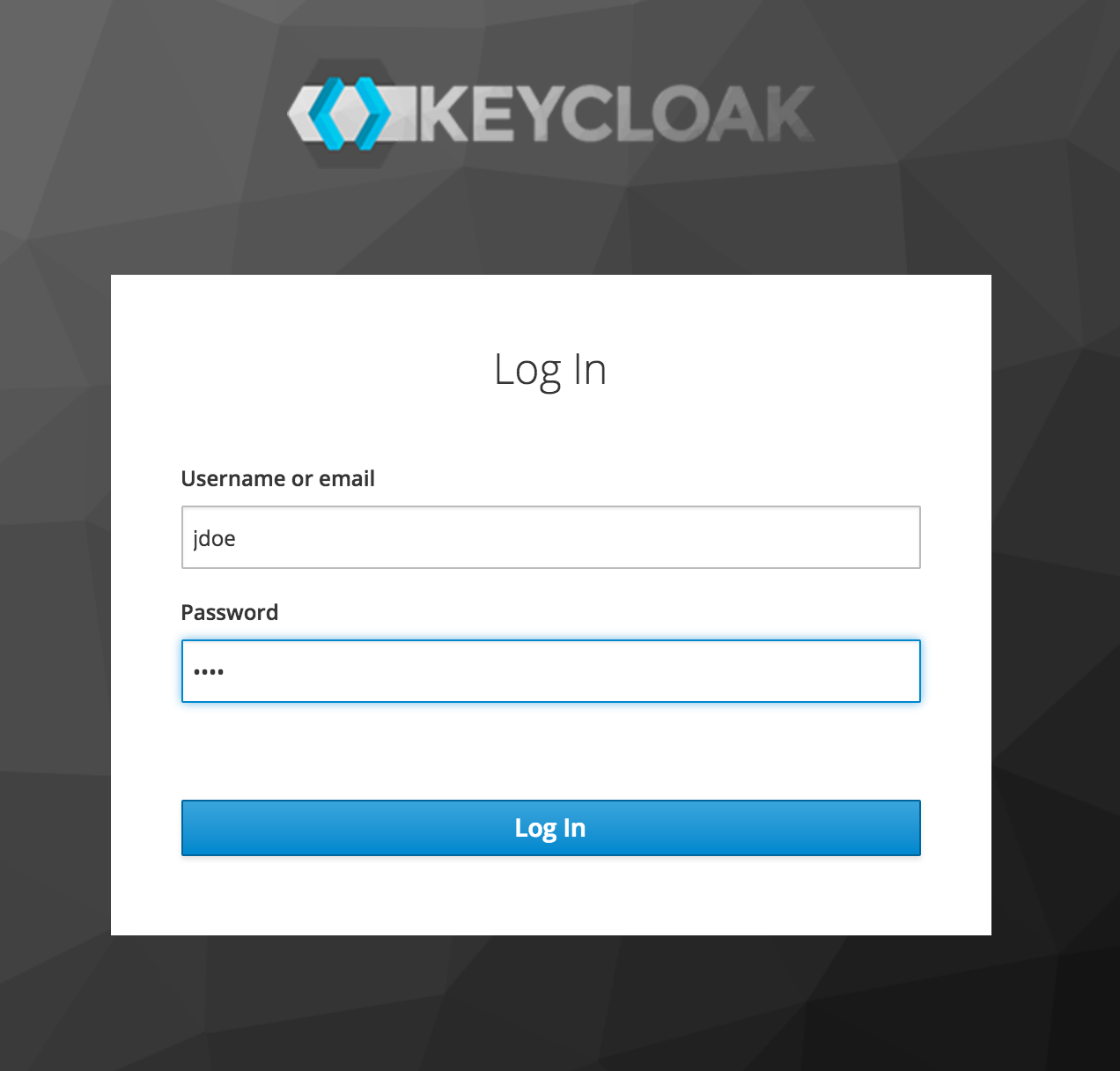 Log in to Keycloak