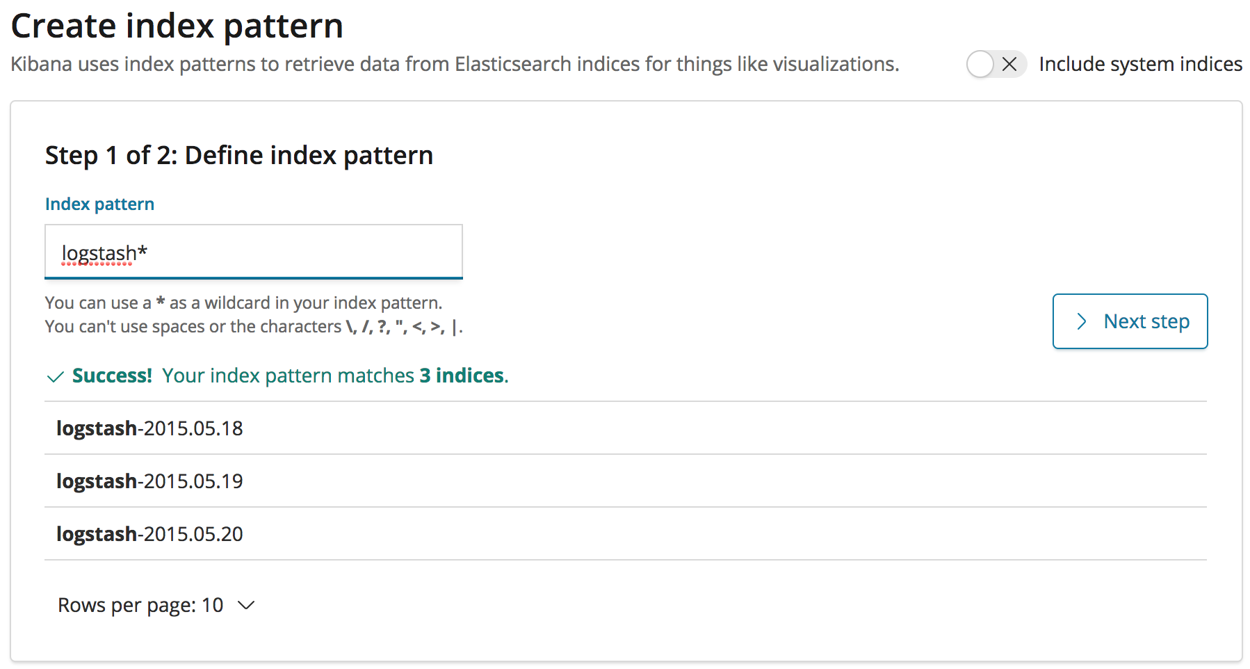 kibana index pattern