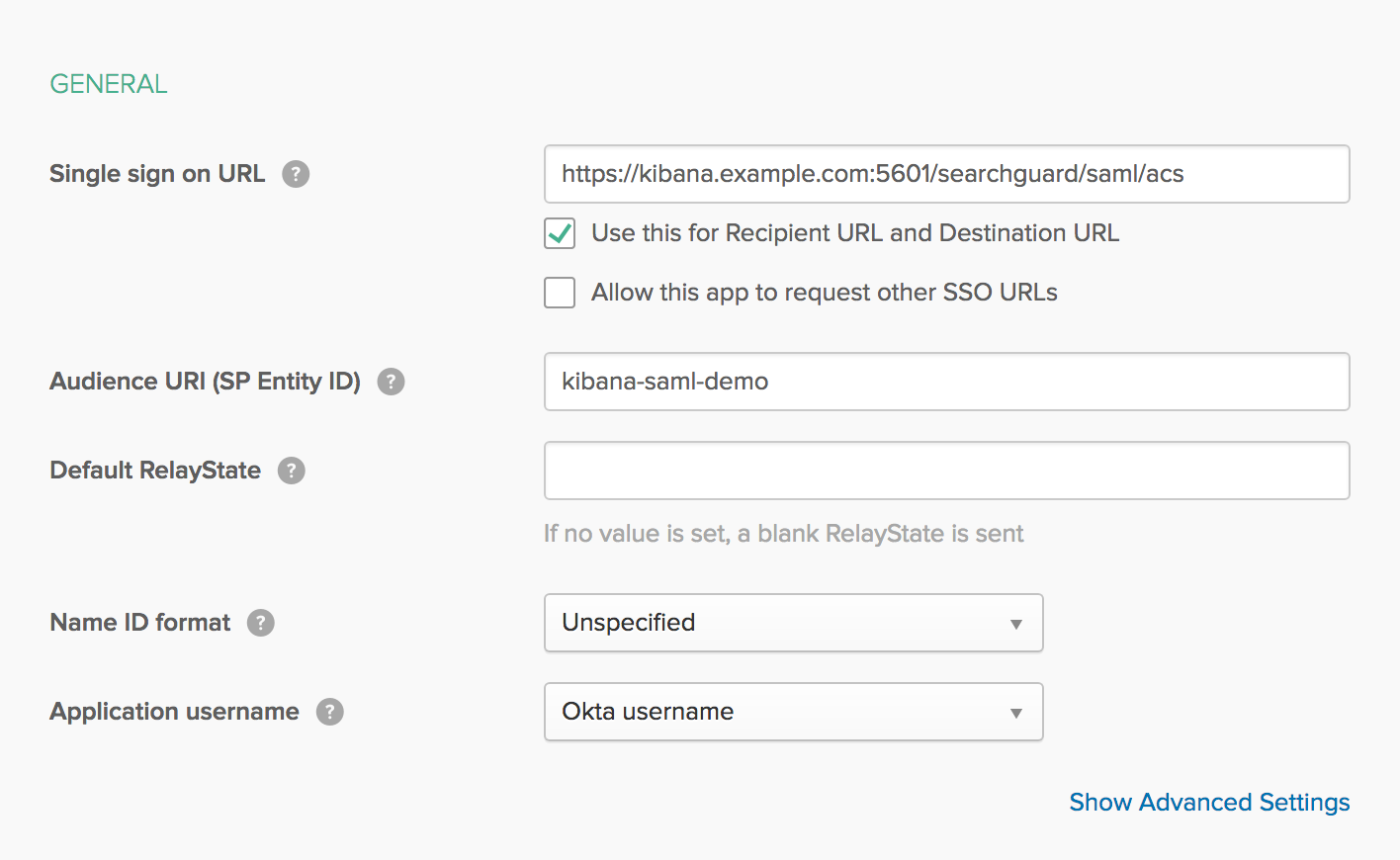 kibana saml settings