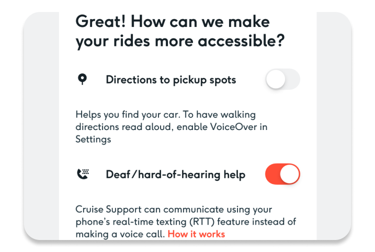 Accessibility setting screen