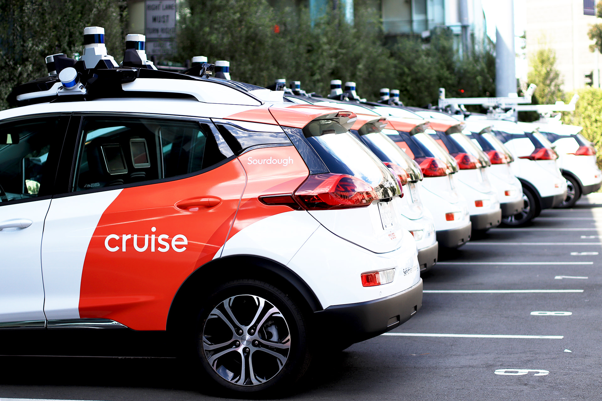 Fleet of Cruise driverless cars
