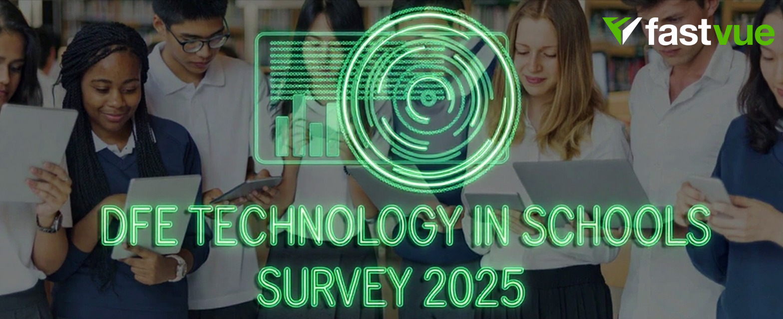 DfE technology in Schools Survey 2025 overlaid on Uk schools students using tech DfE technology in Schools Survey 2025 overlaid on Uk schools students using tech