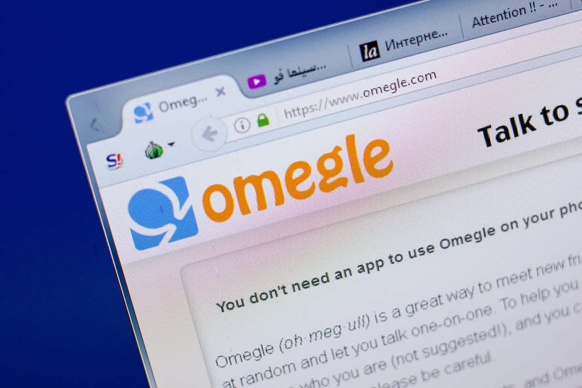 Close-up image of Omegle high-risk chat app homepage Close-up image of Omegle high-risk chat app homepage