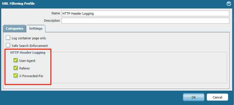 Configure HTTP Header Logging in Palo Alto firewall