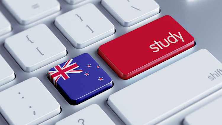 Close-up photo of a keyboard with the New Zealand flag on the quotation marks key and the word 'study' on the return key Close-up photo of a keyboard with the New Zealand flag on the quotation marks key and the word 'study' on the return key