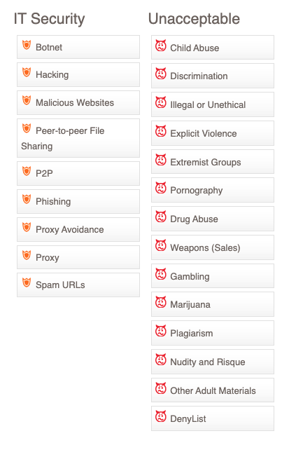 Safeguarding report - unacceptable web categories vs IT security web categories