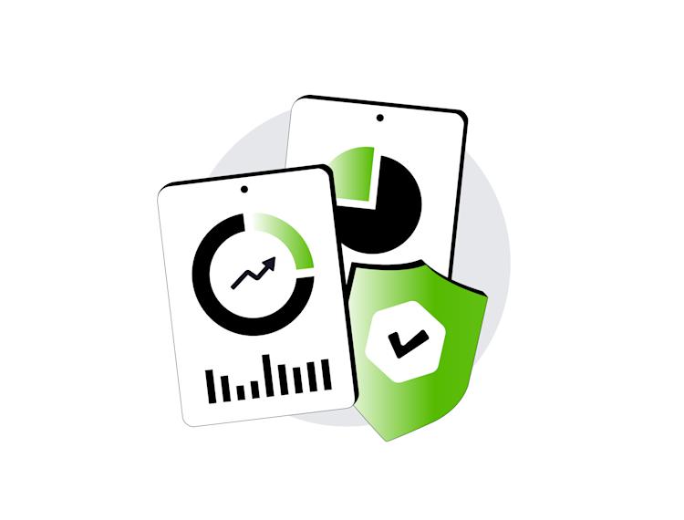 Graphic of a report and green shield in green and white, illustrating Fastvue Reporter’s diverse reporting options. Graphic of a report and green shield in green and white, illustrating Fastvue Reporter’s diverse reporting options.