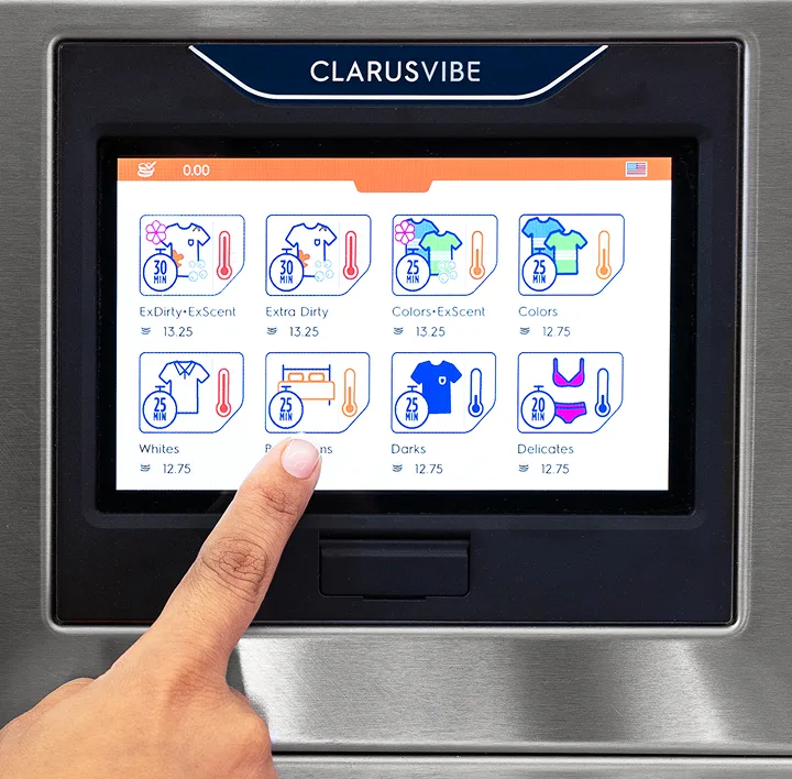 Customer selecting the appropriate washing machine filter based on their clothing.
