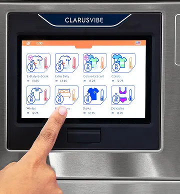 Customer selecting the appropriate washing machine filter based on their clothing.