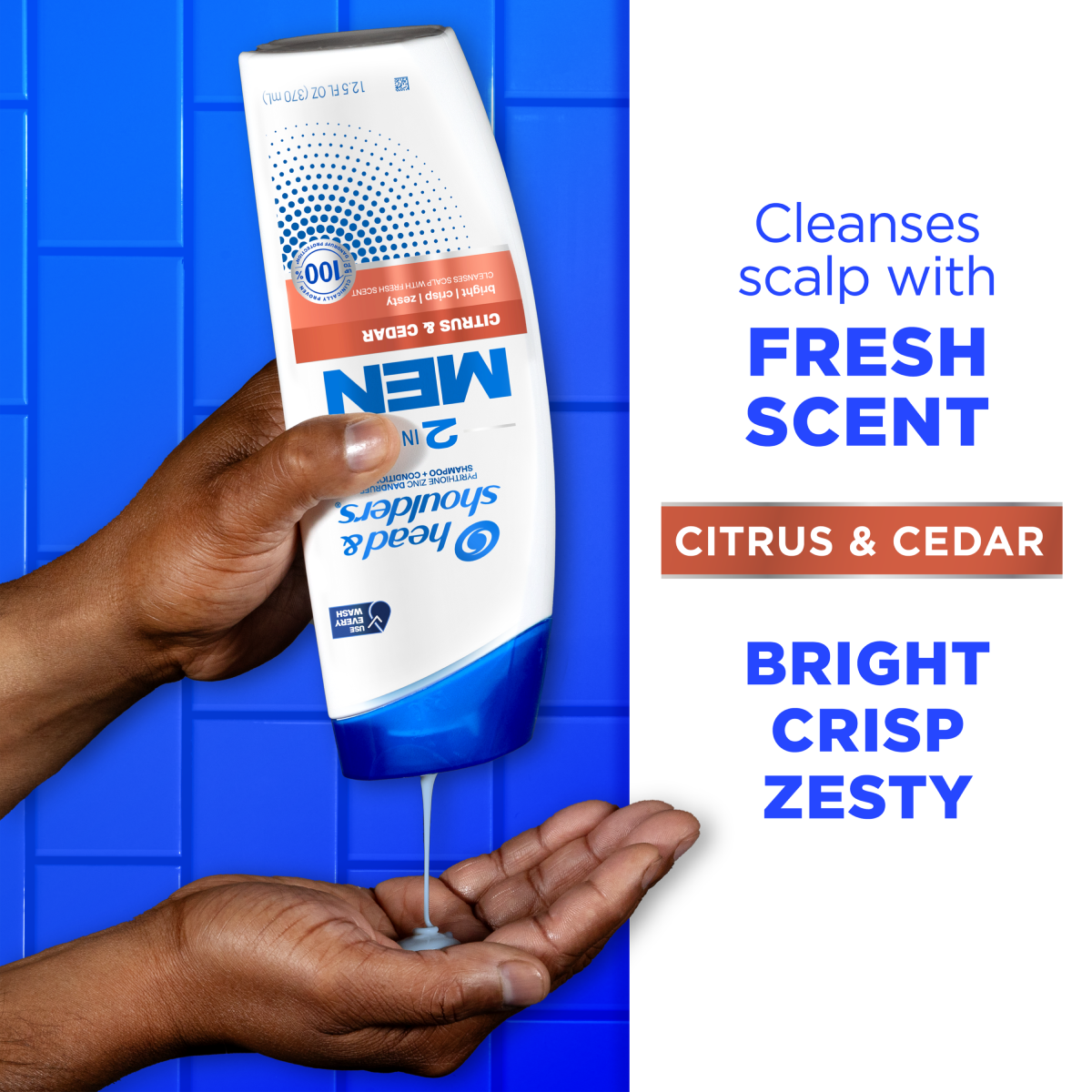 Mens 2 in 1 Dandruff Shampoo and Conditioner, Citrus & Cedar