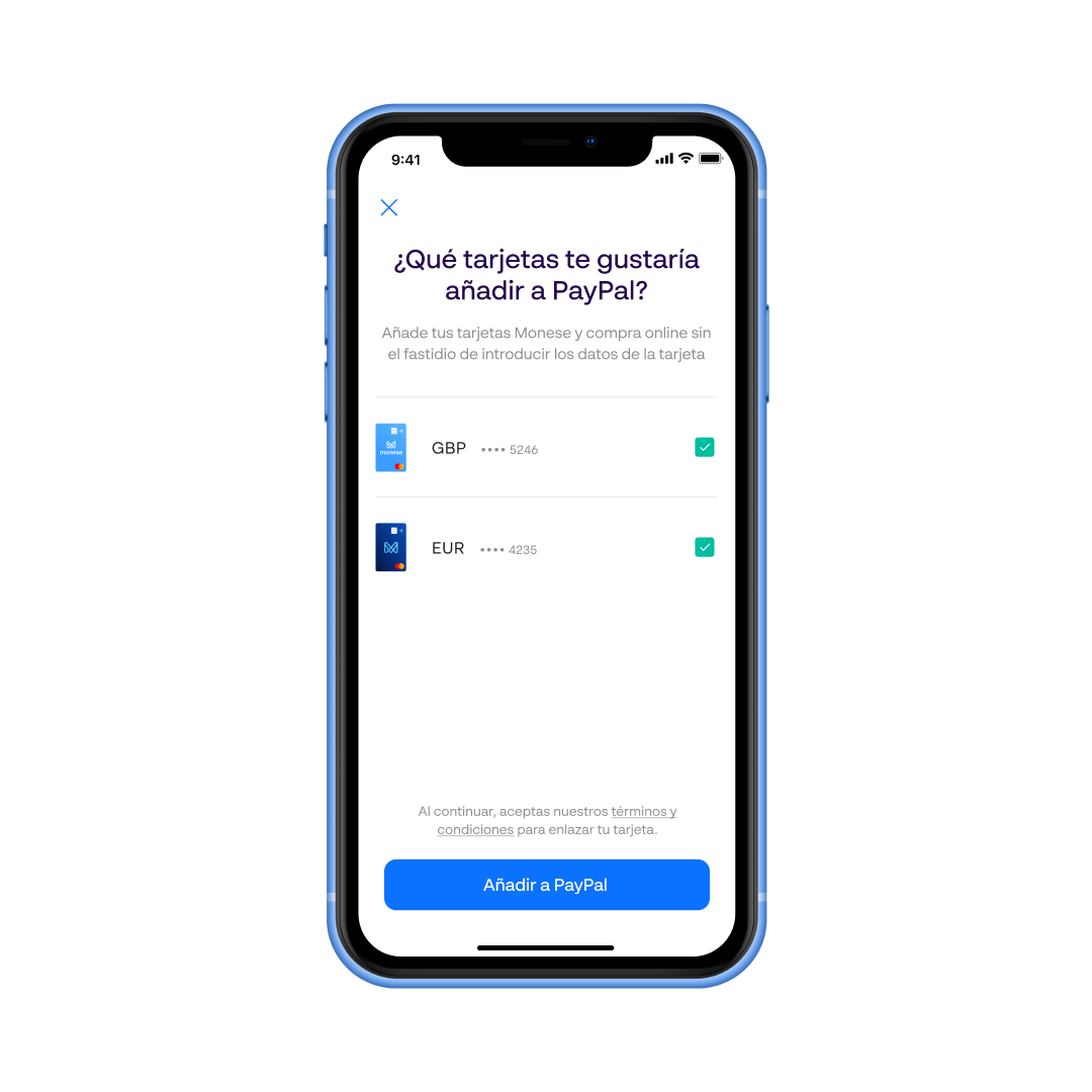 ES Add Monese to oyur PayPal wallet