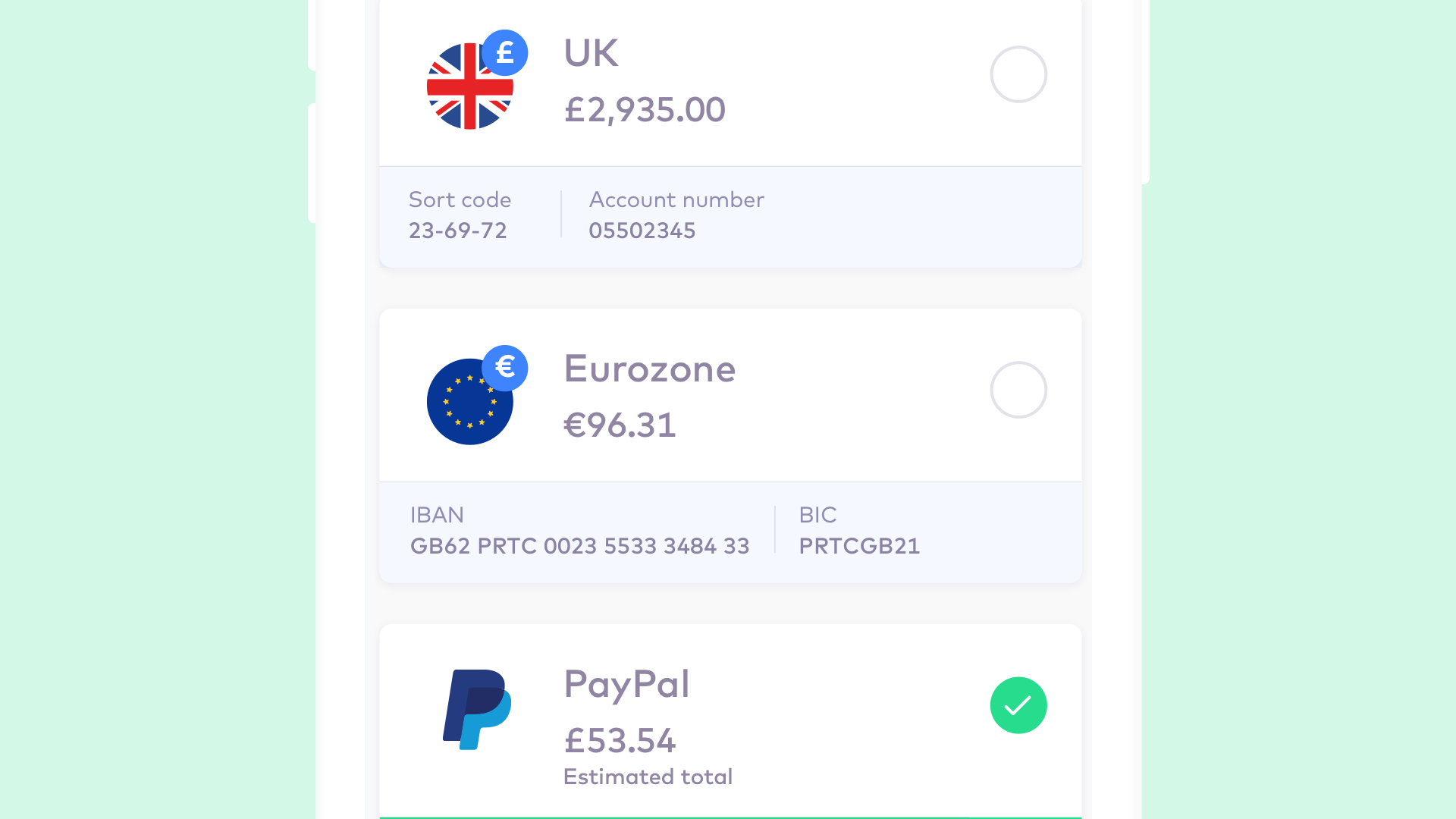Monese Paypal Choose Account