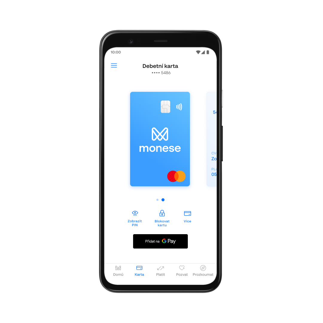 CZ Set up Google Pay with Monese