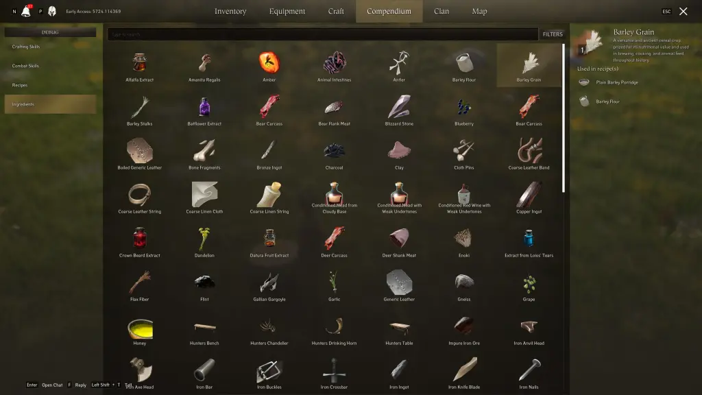 Journal Ingredients tab