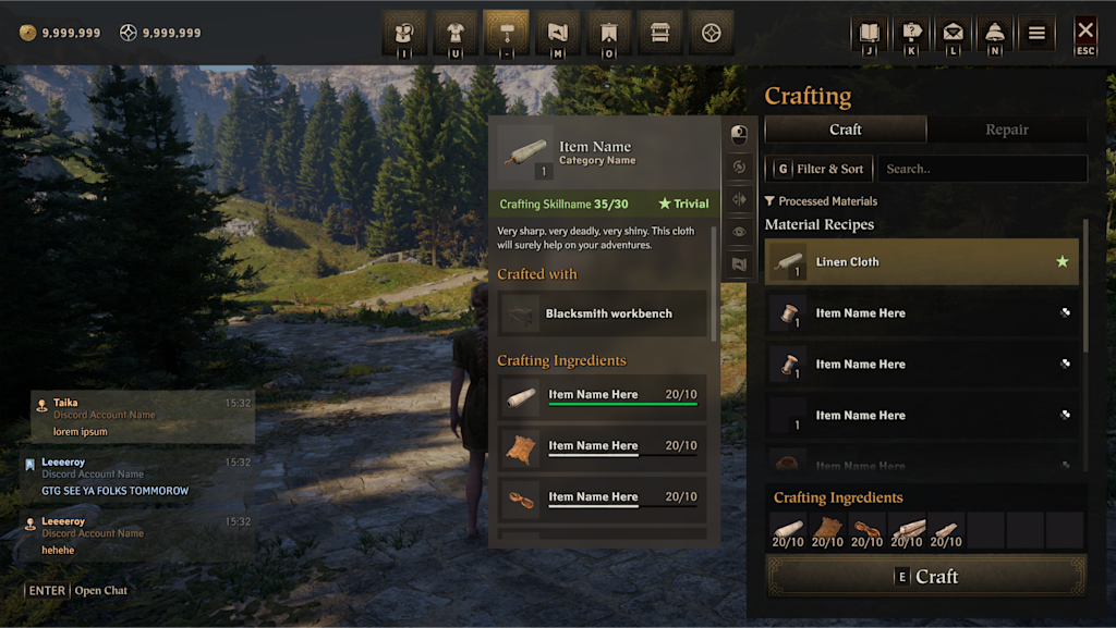 crafting itemhighlighted