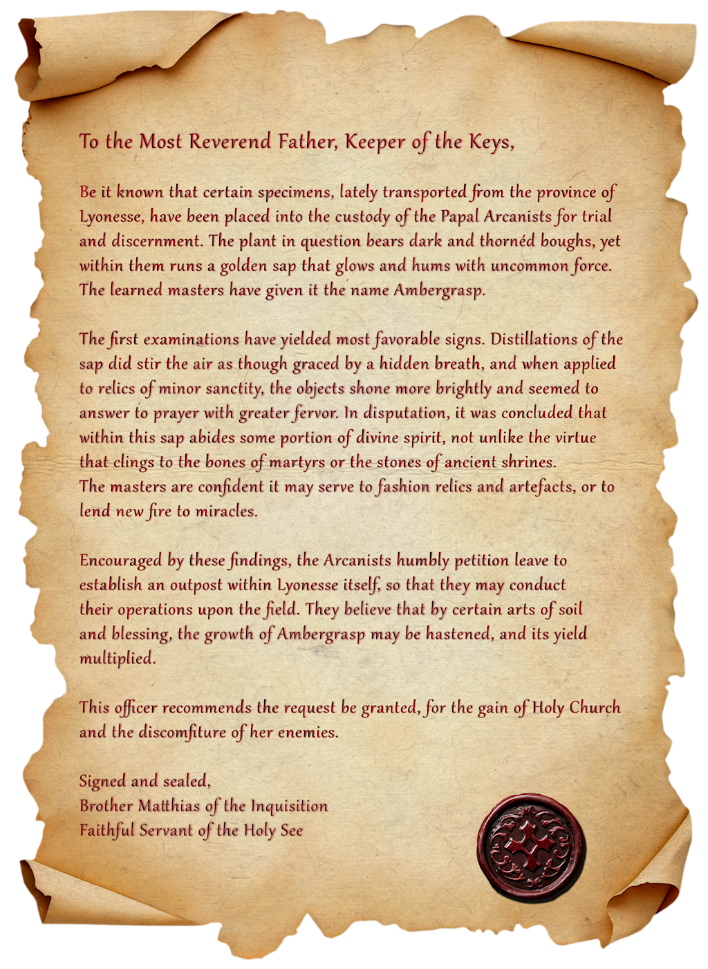 Of the Inquisition and the Ambergrasp
