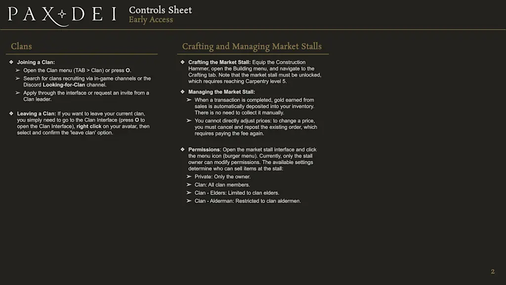 Pax Dei EA Controls Sheet 2