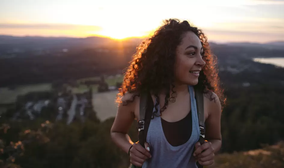 woman wearing backpack