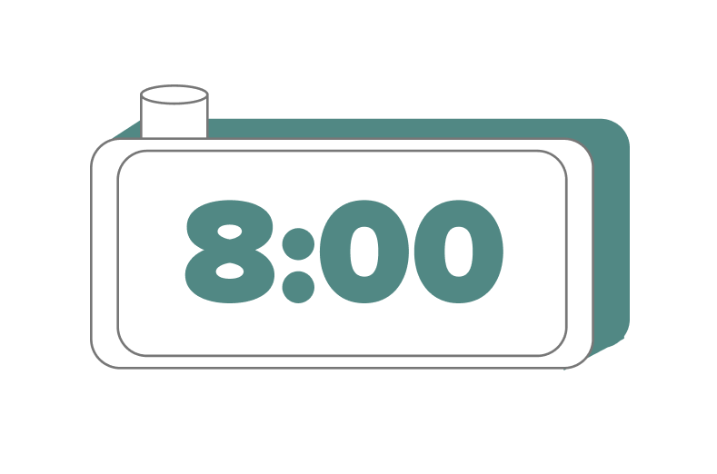 alarm clock displaying 8:00