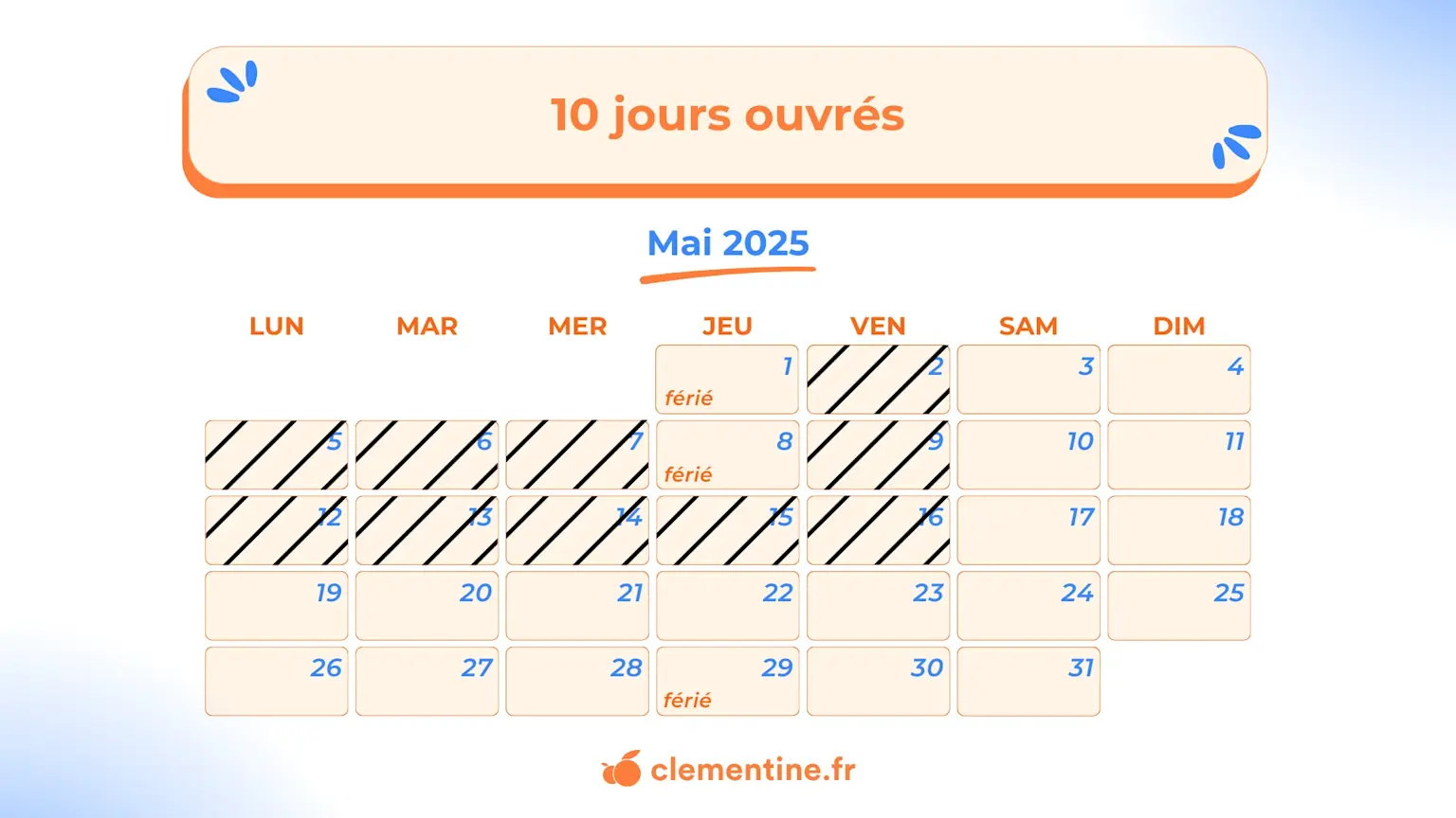 Visuel article calendaire ouvré ouvrable