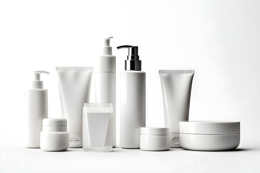 range of plastic personal care products showcasing jars, tubes, and bottles