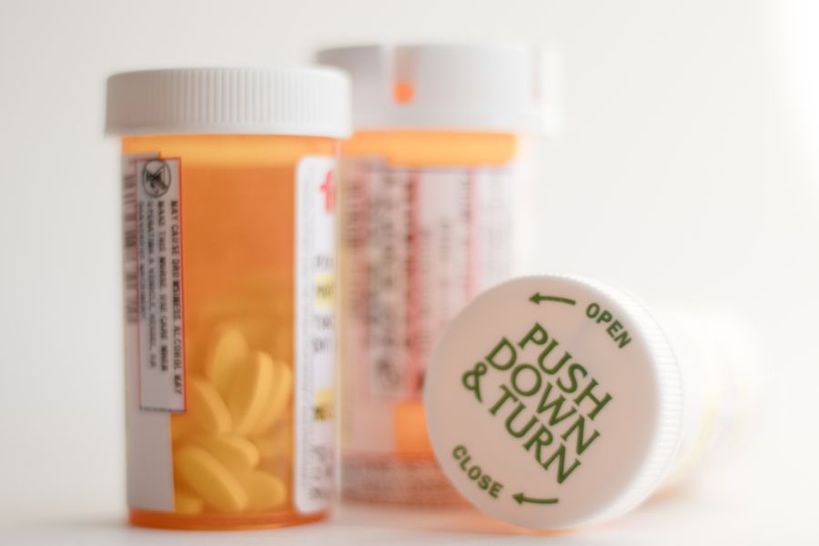 prescription medication bottles with child-resistant caps