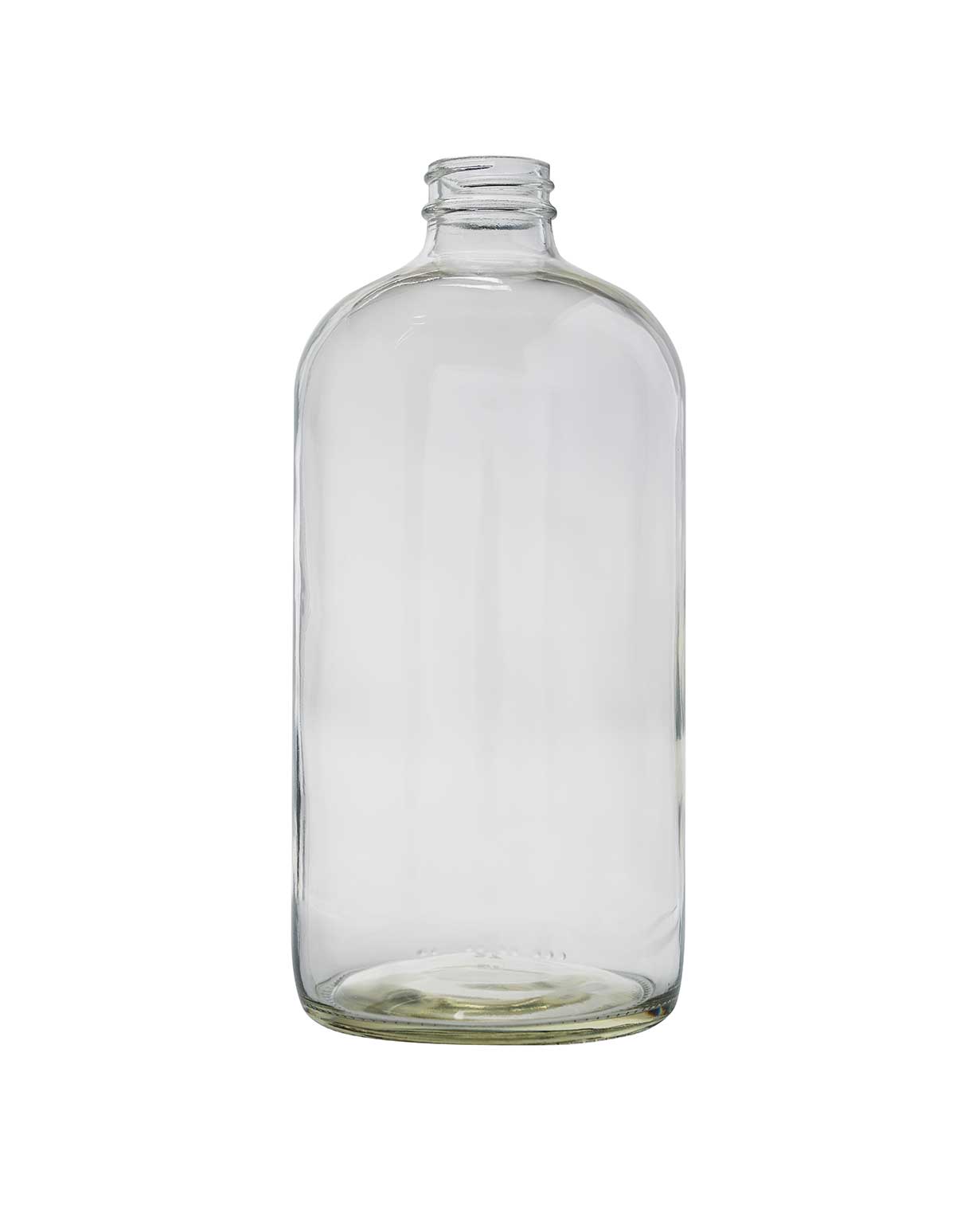 16OZ FLINT BOSTON ROUND GLASS BOTTLE - 28-400 NECK INFO