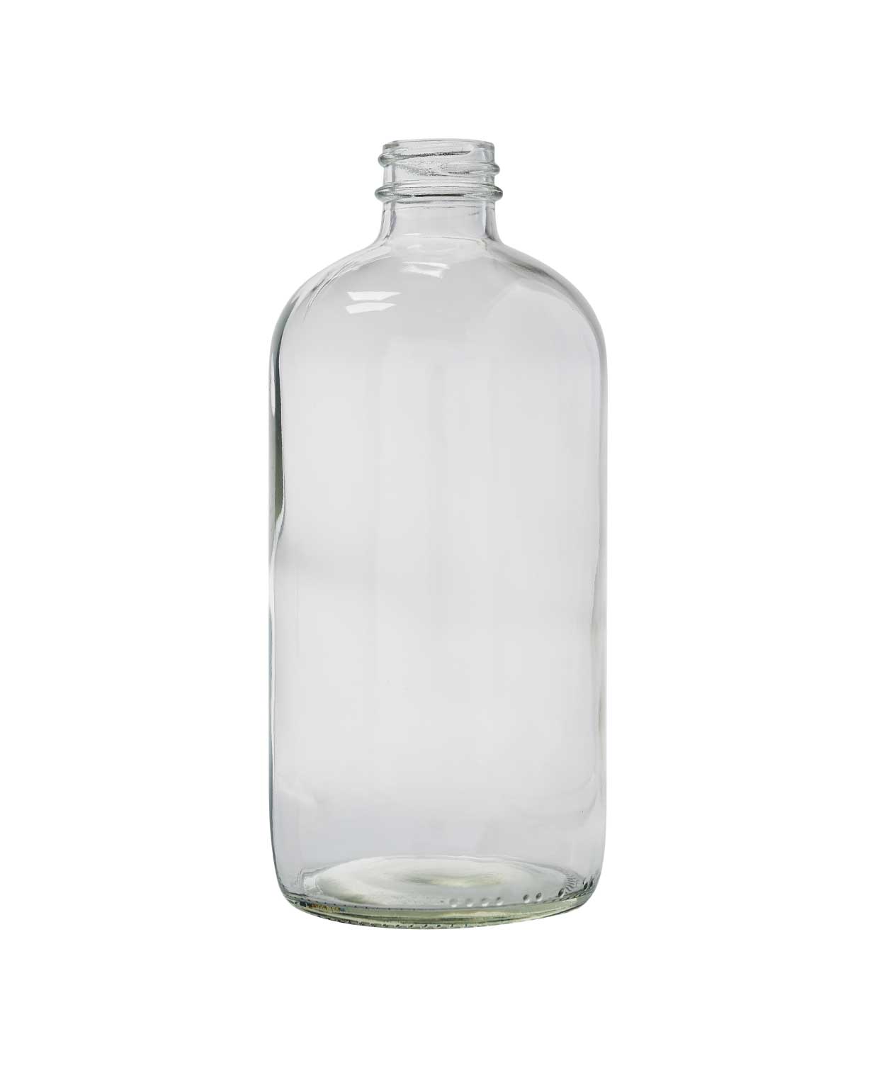 16oz 28-400 Flint Clear Glass Boston Round Bottle