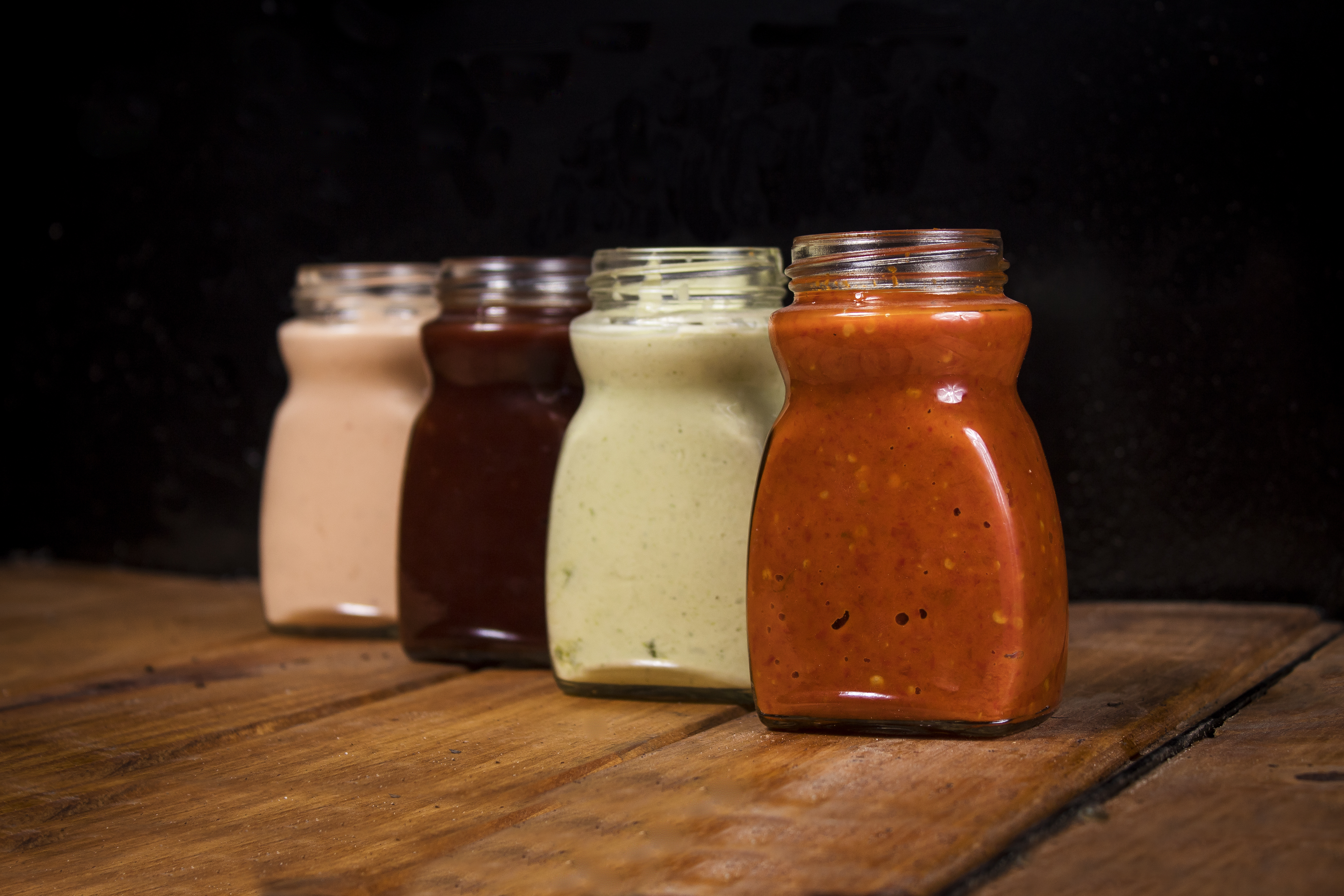 Various sauces in jars