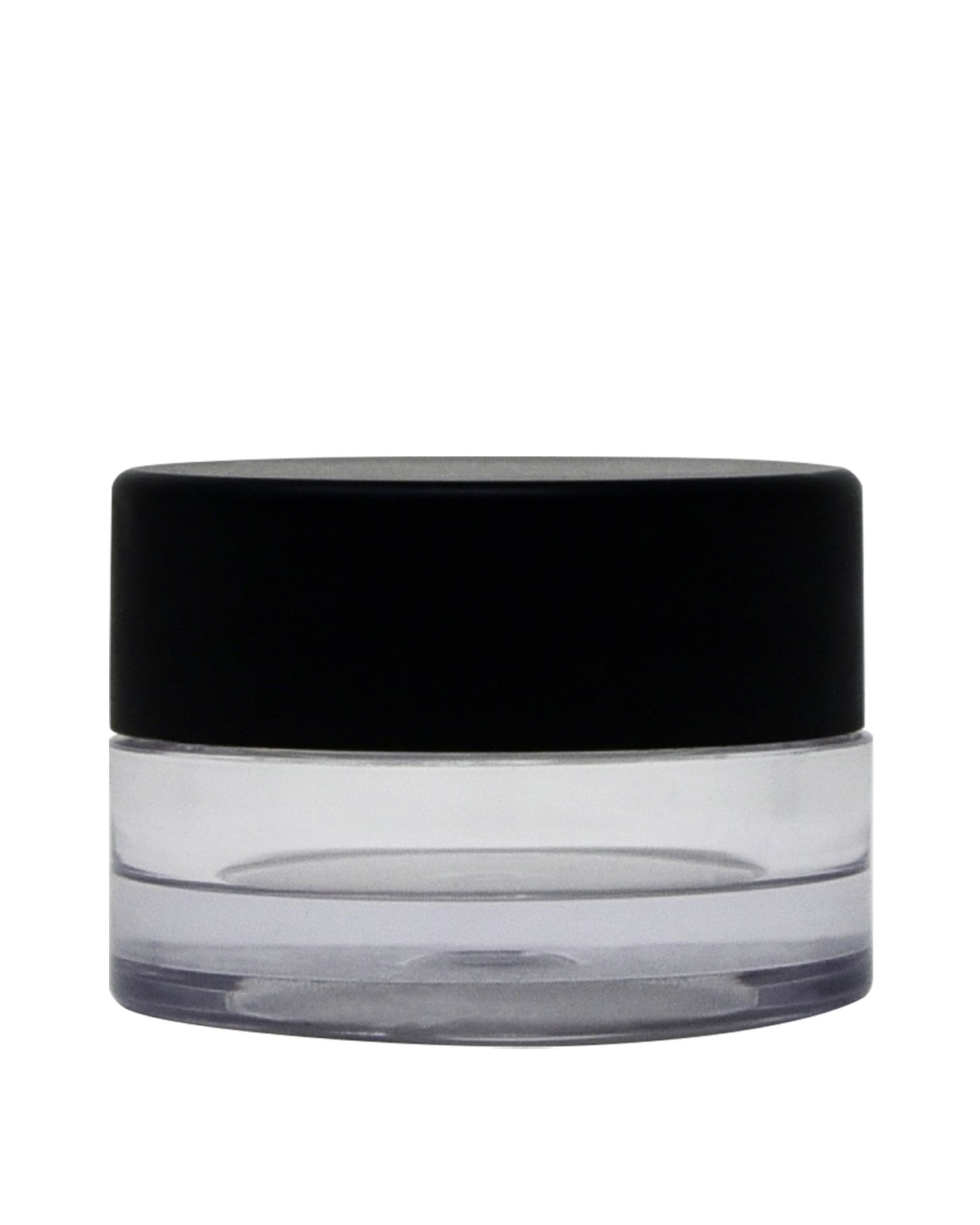 5 ml PET plastic clear thick wall jar with black lid 