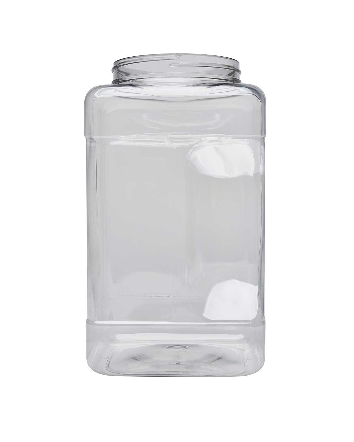 64oz Clear PET Plastic Square Grip Jar 110/400 - Liquid Bottles LLC
