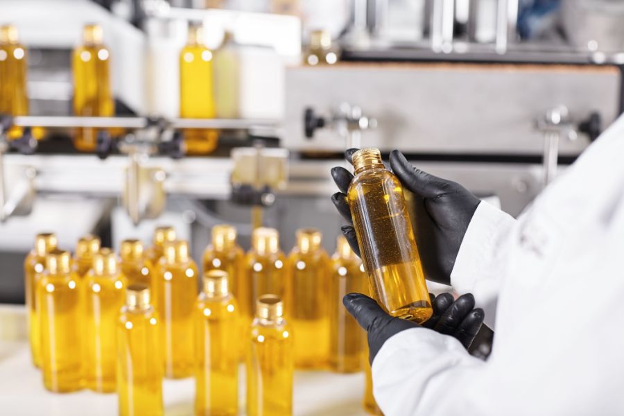 testing beverage bottles in a lab