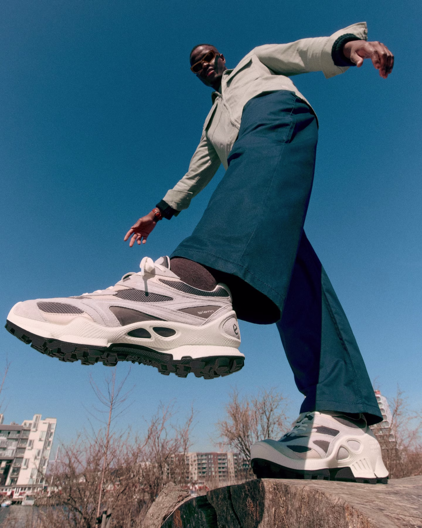 ECCO BIOM C-Trail shoes on a model in the city