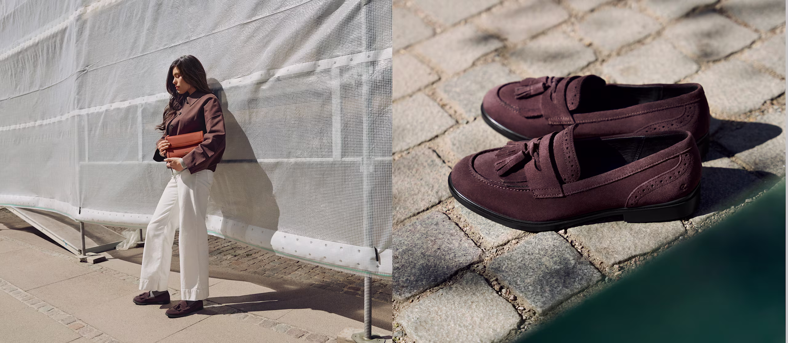 Ženske bordo antilop mokasine s kićankama i klasičnim brogue detaljima.