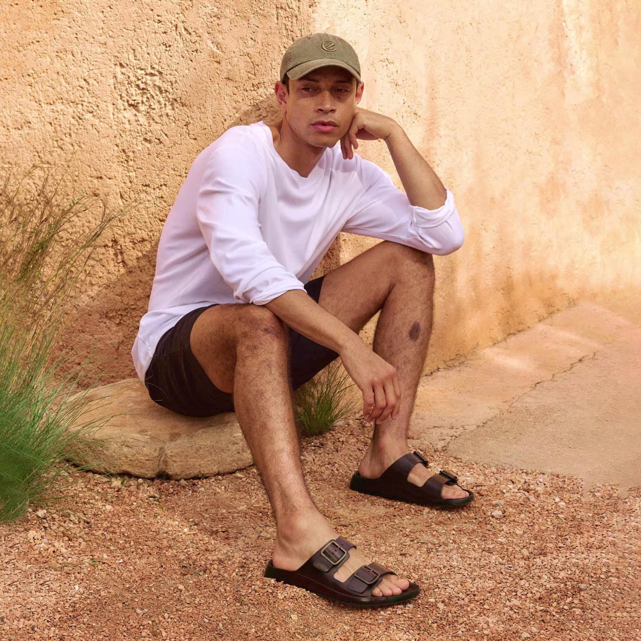 Relax in style with ECCO double-strap leather sandals. Designed for a premium feel, these slides blend clean lines with supportive comfort, perfect for casual summer days.