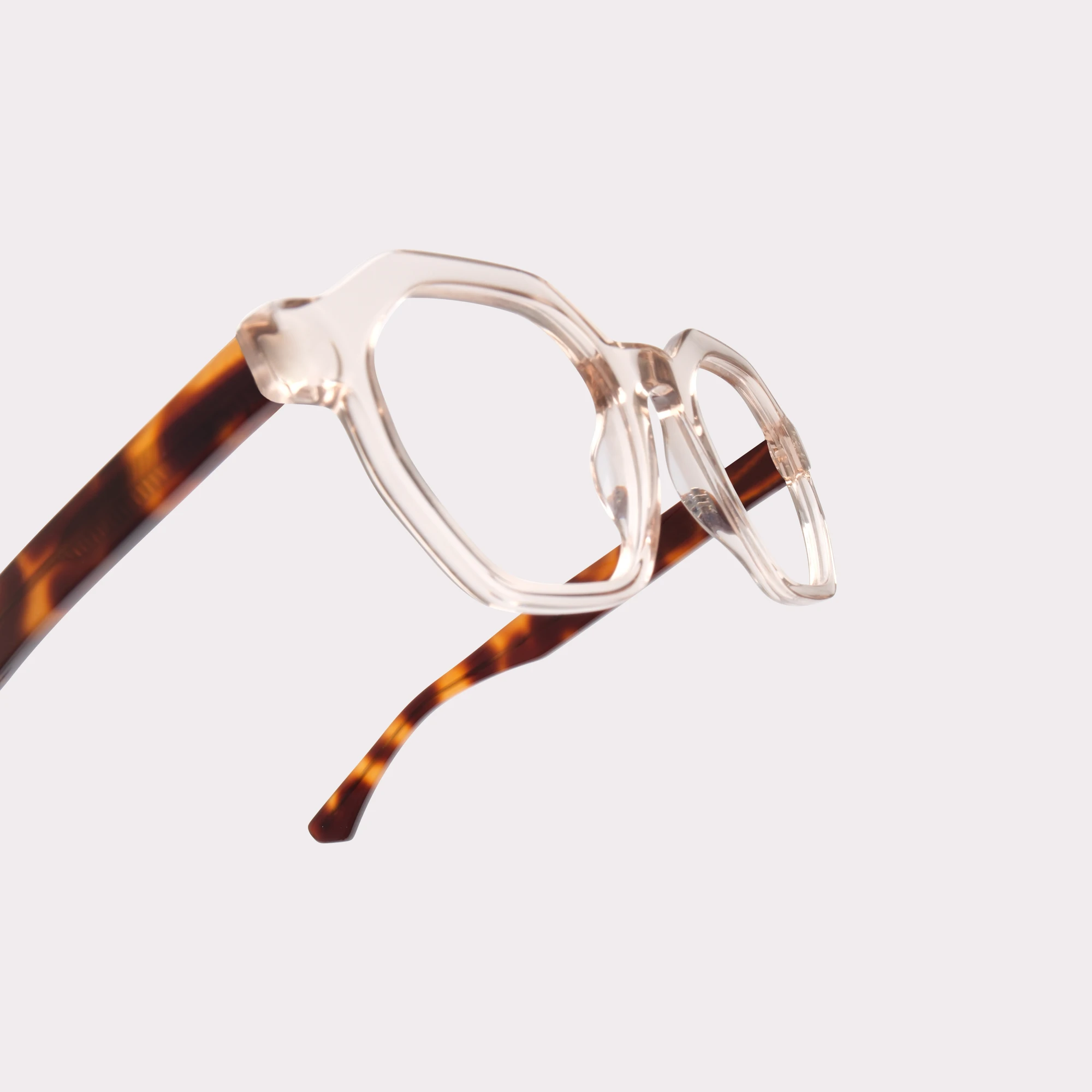 A pair of Miller Champagne tortoise Multi-distance™ blue light blocking reading glasses in a macro view