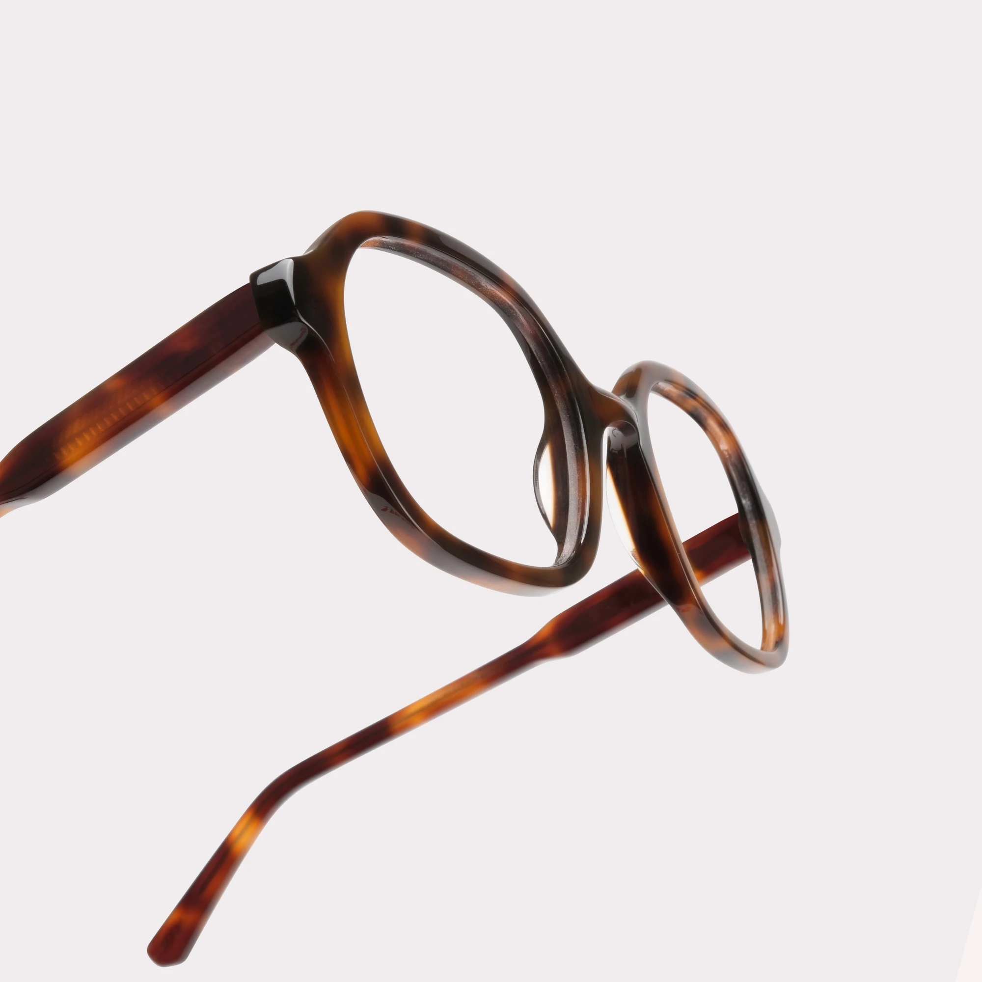A pair of Lana Tortoise Reading glasses in a macro view