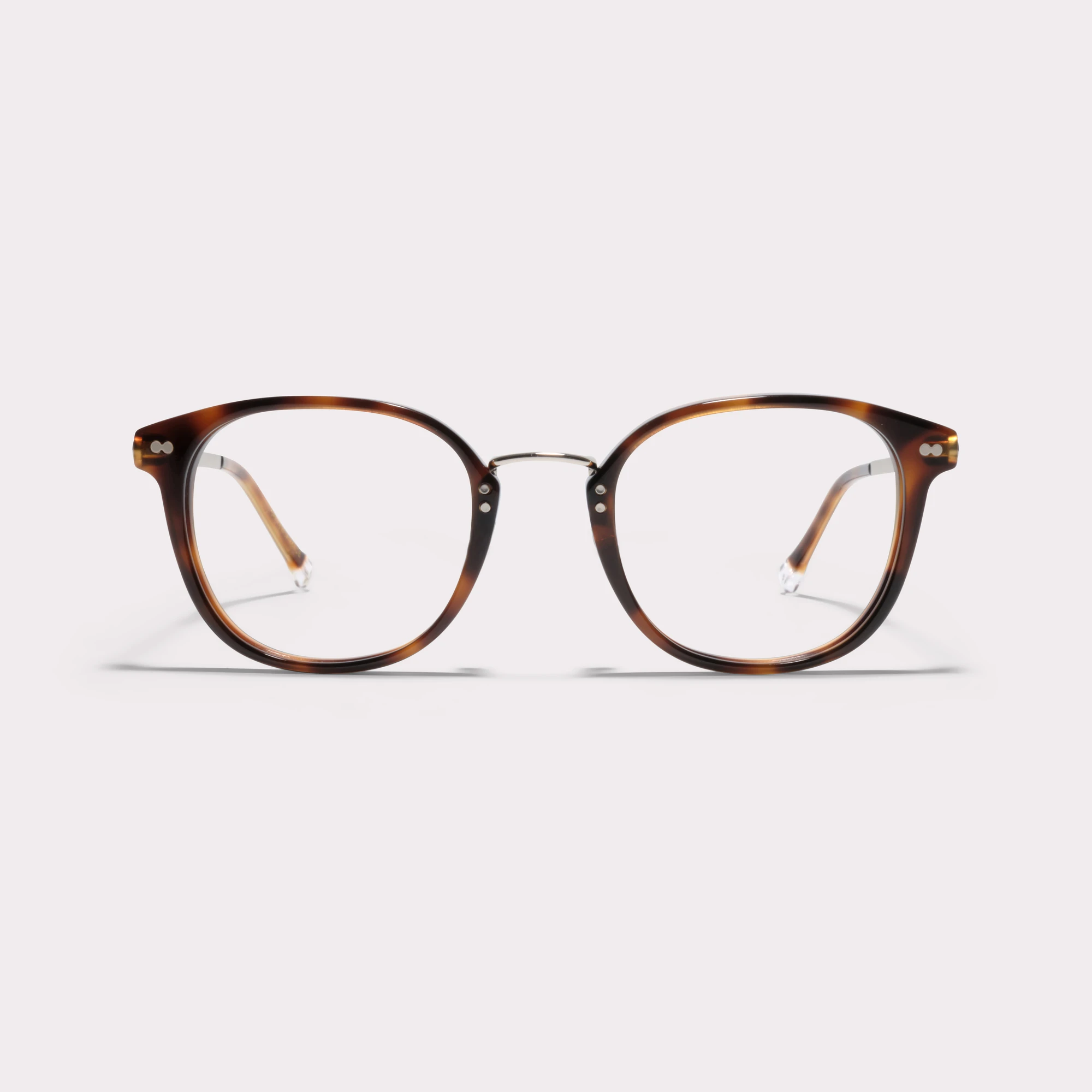 A pair of Covell Tortoise Multi-distance™ blue light blocking reading glasses seen from the front