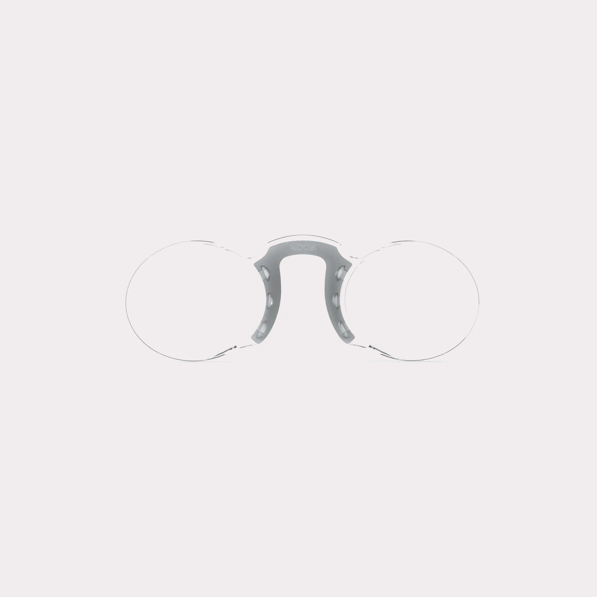 A pair of Oval Grey Reading glasses seen from the front