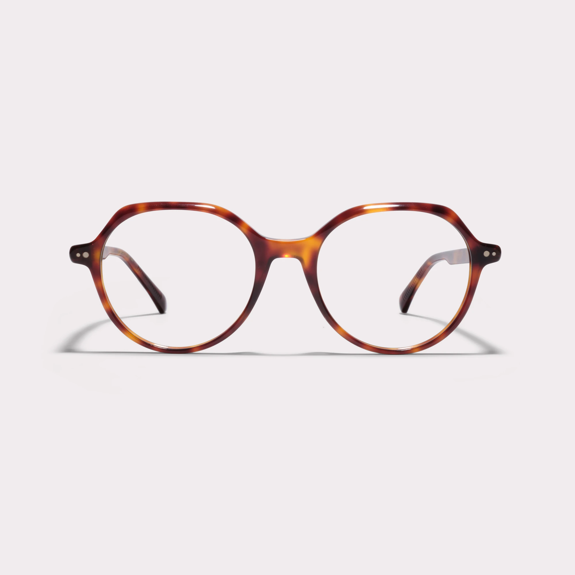 A pair of Gaya Tortoise Prescription glasses seen from the front