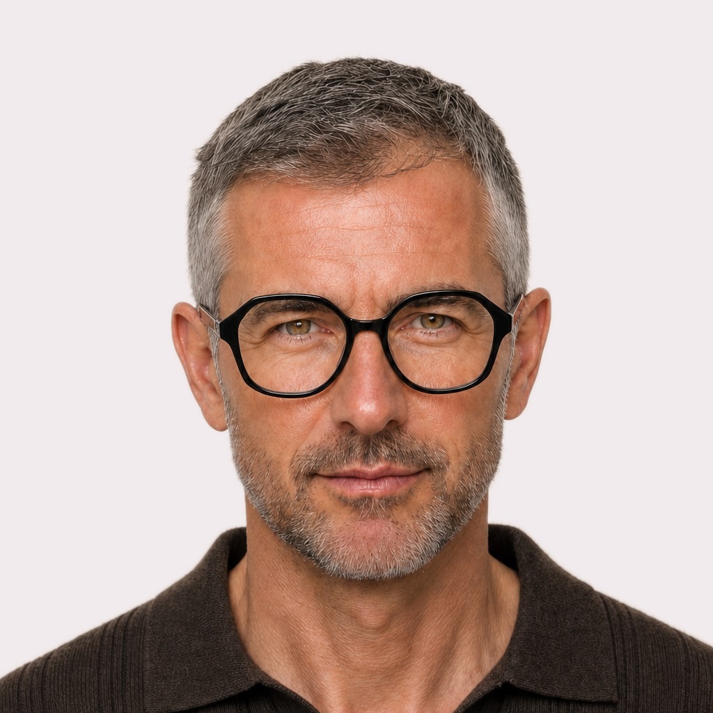 A pair of Aura Black Multi-distance™ blue light blocking reading glasses