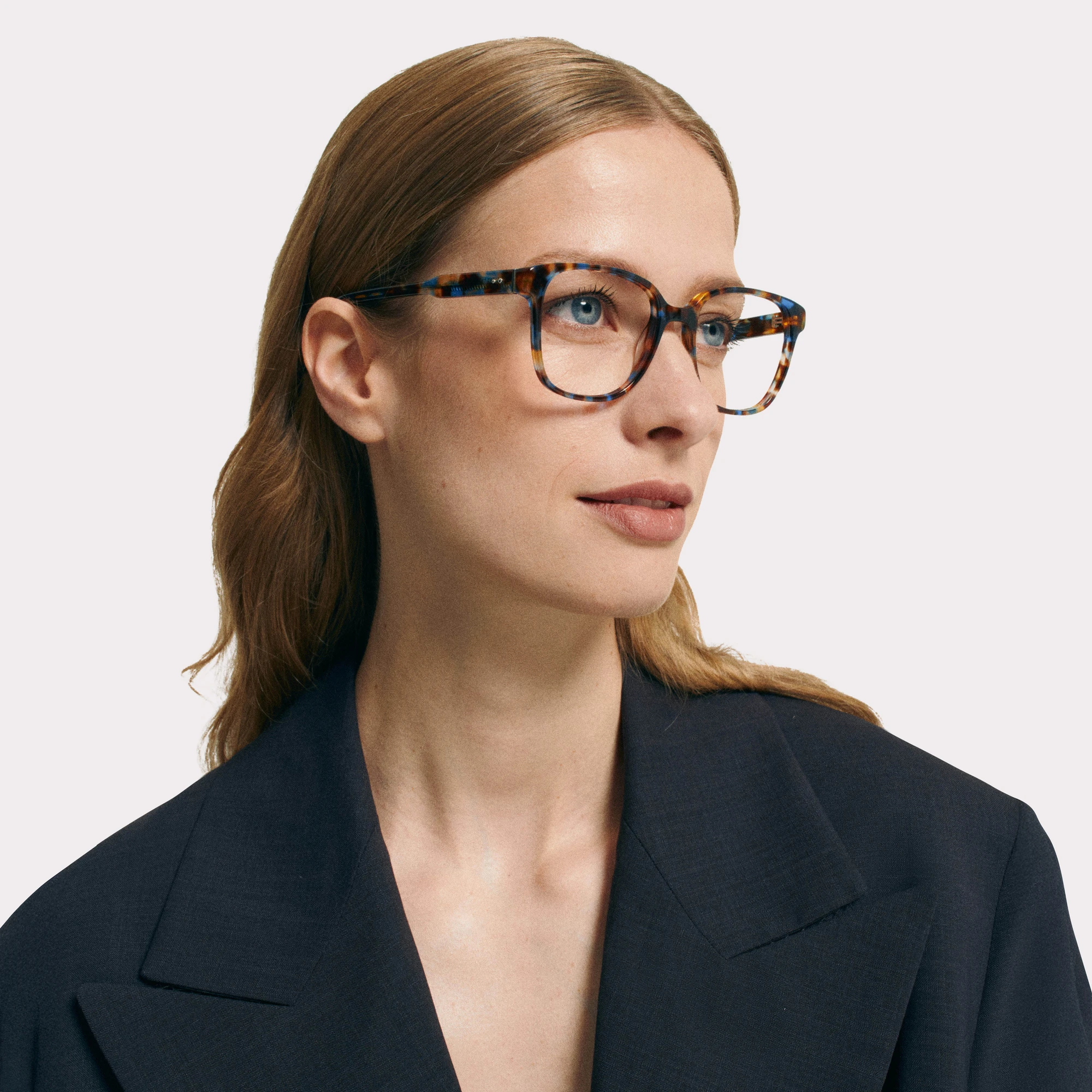 A pair of Clara Blue tortoise Multi-distance™ blue light blocking reading glasses