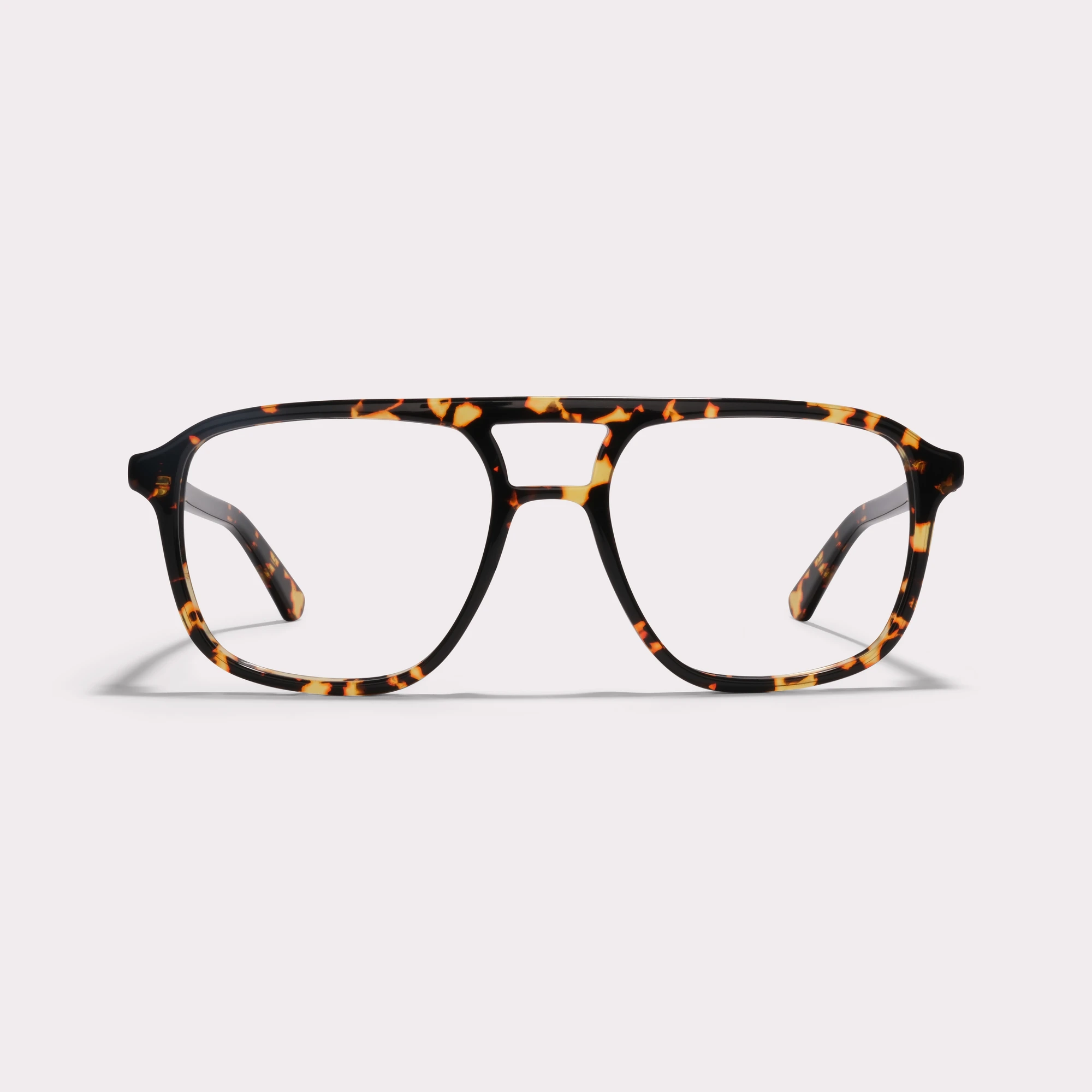 A pair of Milen Yellow tortoise Reading glasses seen from the front